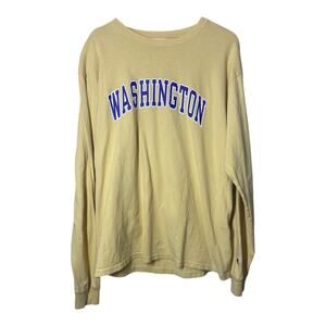 UW University of Washington Huskies Yellow T-Shirt Long Sleeve Champion Large